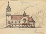 projekt kościoła neoromańskiego rzut z boku Miechowice  1200, Dortmund 1909